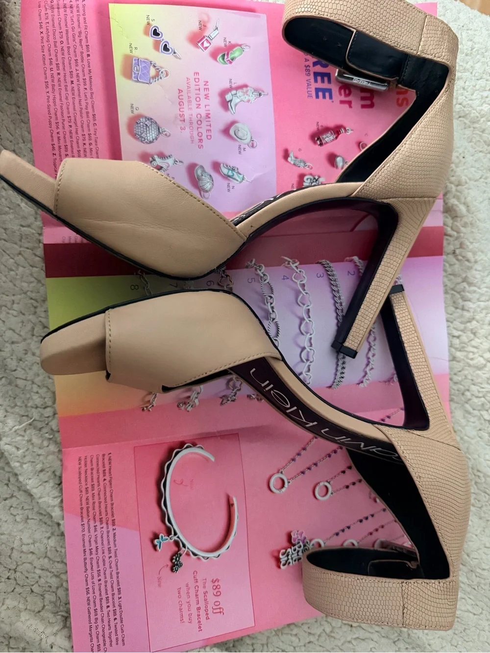 Calvin Klein Beige Ankle-Strap Heels